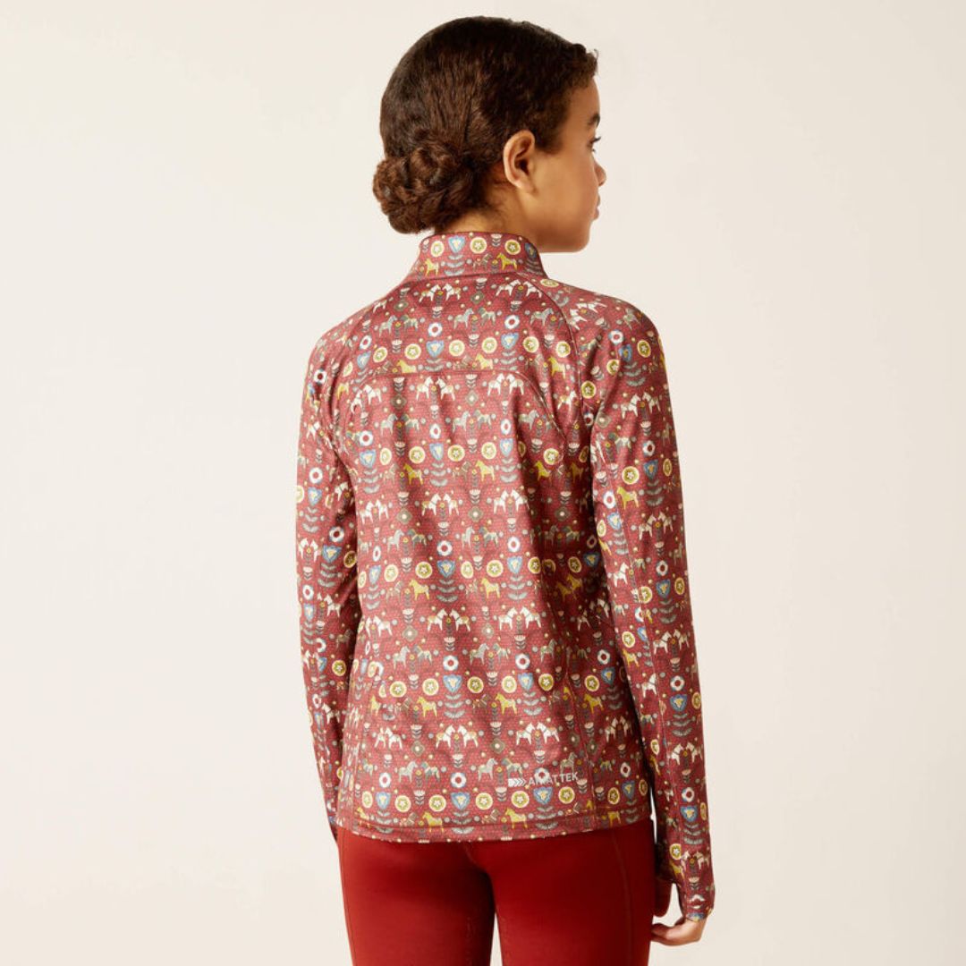 Ariat Kids Lowell 1/4 Zip Baselayer in Red Ochre Dala Horse