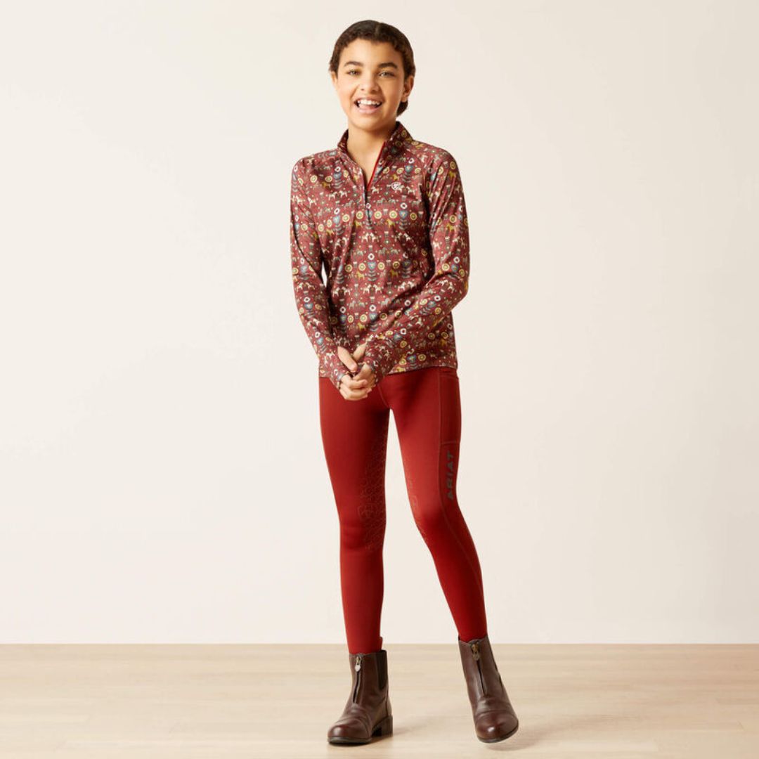 Ariat Kids Lowell 1/4 Zip Baselayer in Red Ochre Dala Horse