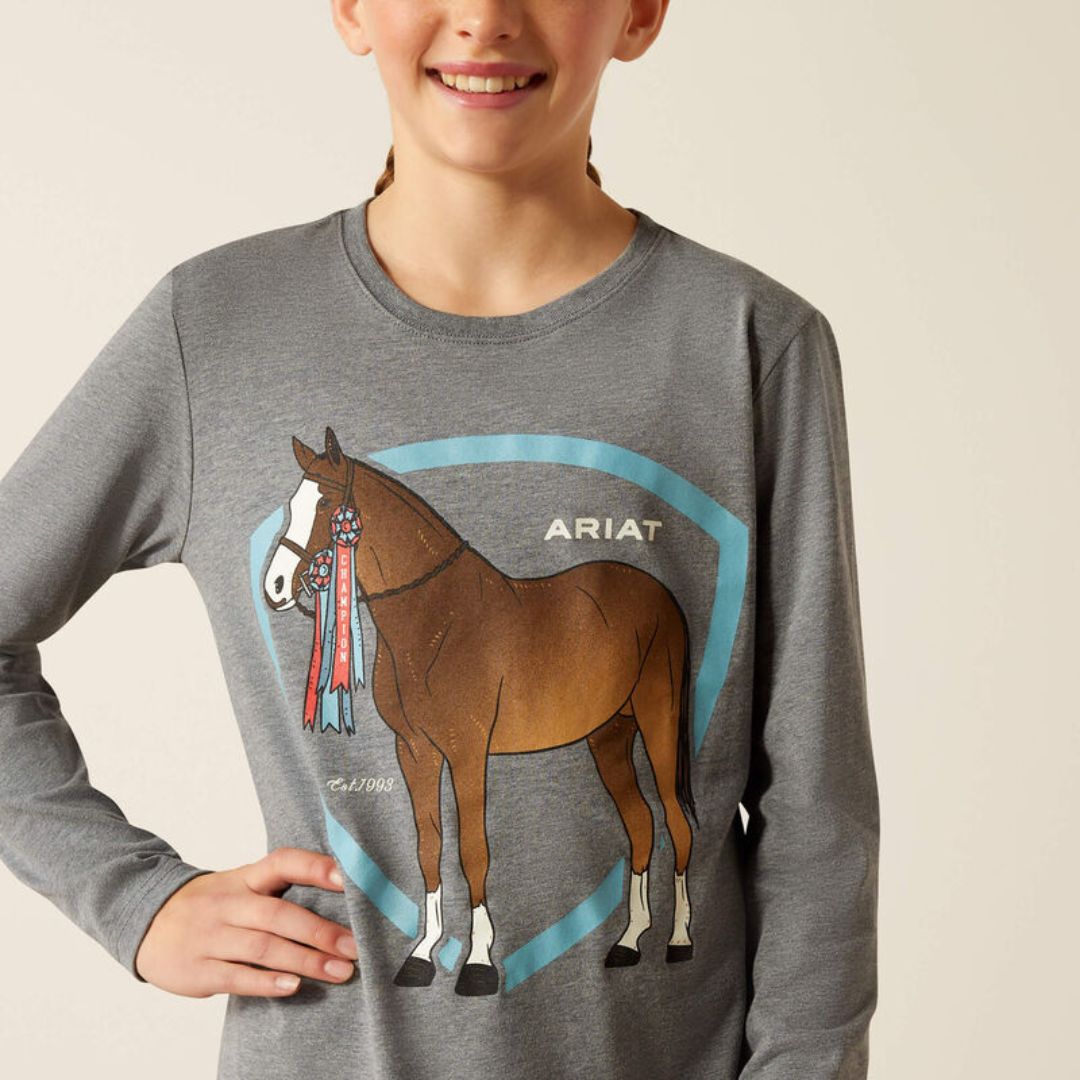 Ariat Kids Champion Pony T-Shirt in Heather Grey