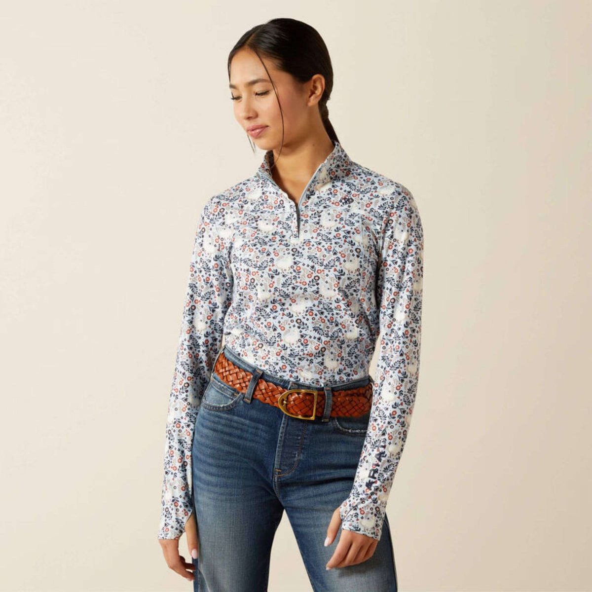 Ariat Kids Lowell 3.0 1/4 Zip Baselayer in Posey Pony Print