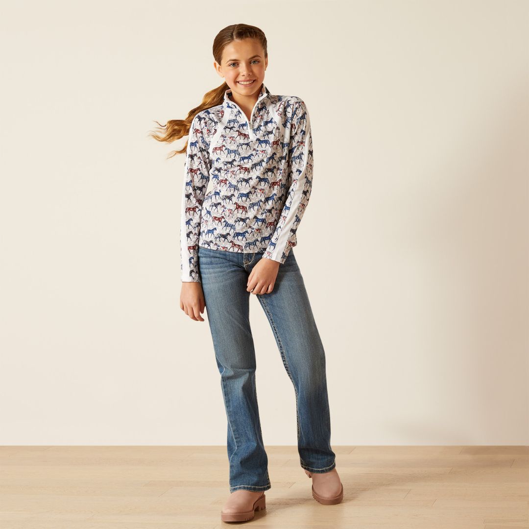 Ariat Kids Sunstopper 1/4 Zip Baselayer in Painted Ponies