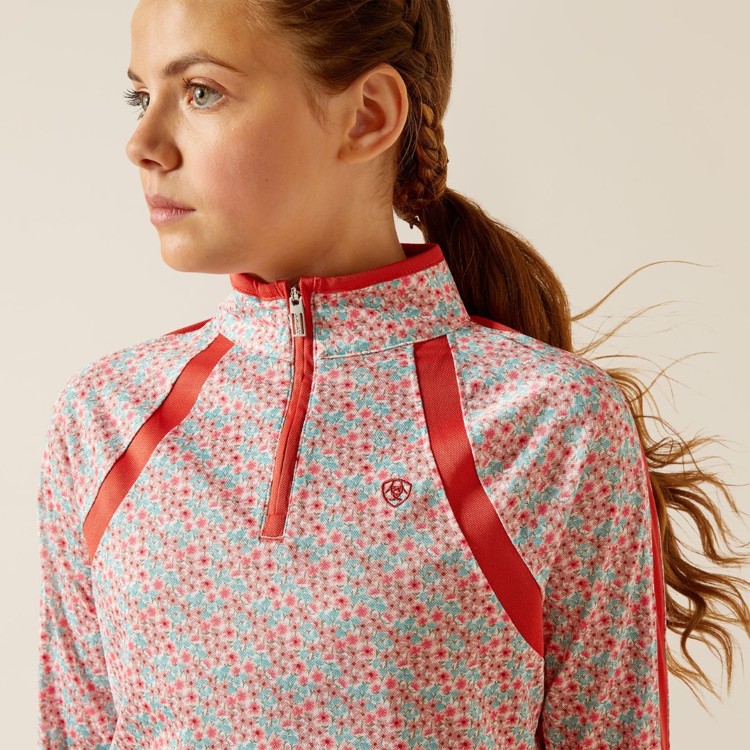 Ariat Kids Sunstopper 1/4 Zip Baselayer in Petals