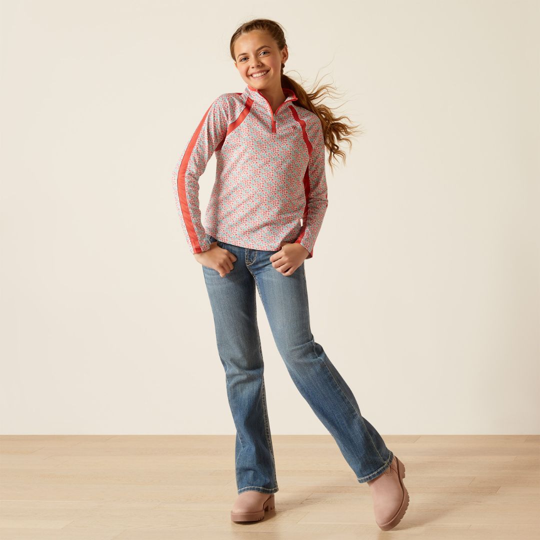 Ariat Kids Sunstopper 1/4 Zip Baselayer in Petals