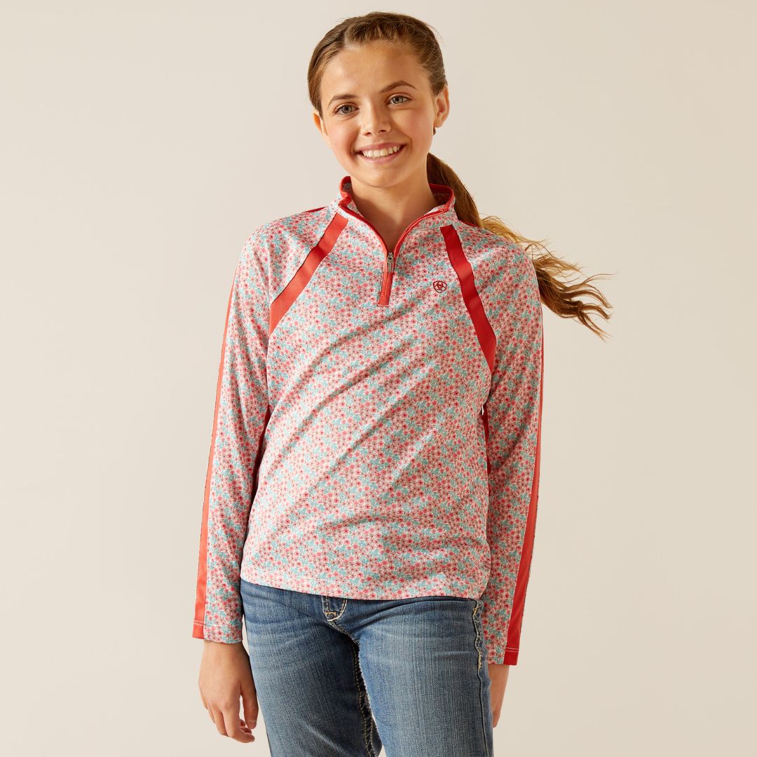 Ariat Kids Sunstopper 1/4 Zip Baselayer in Petals