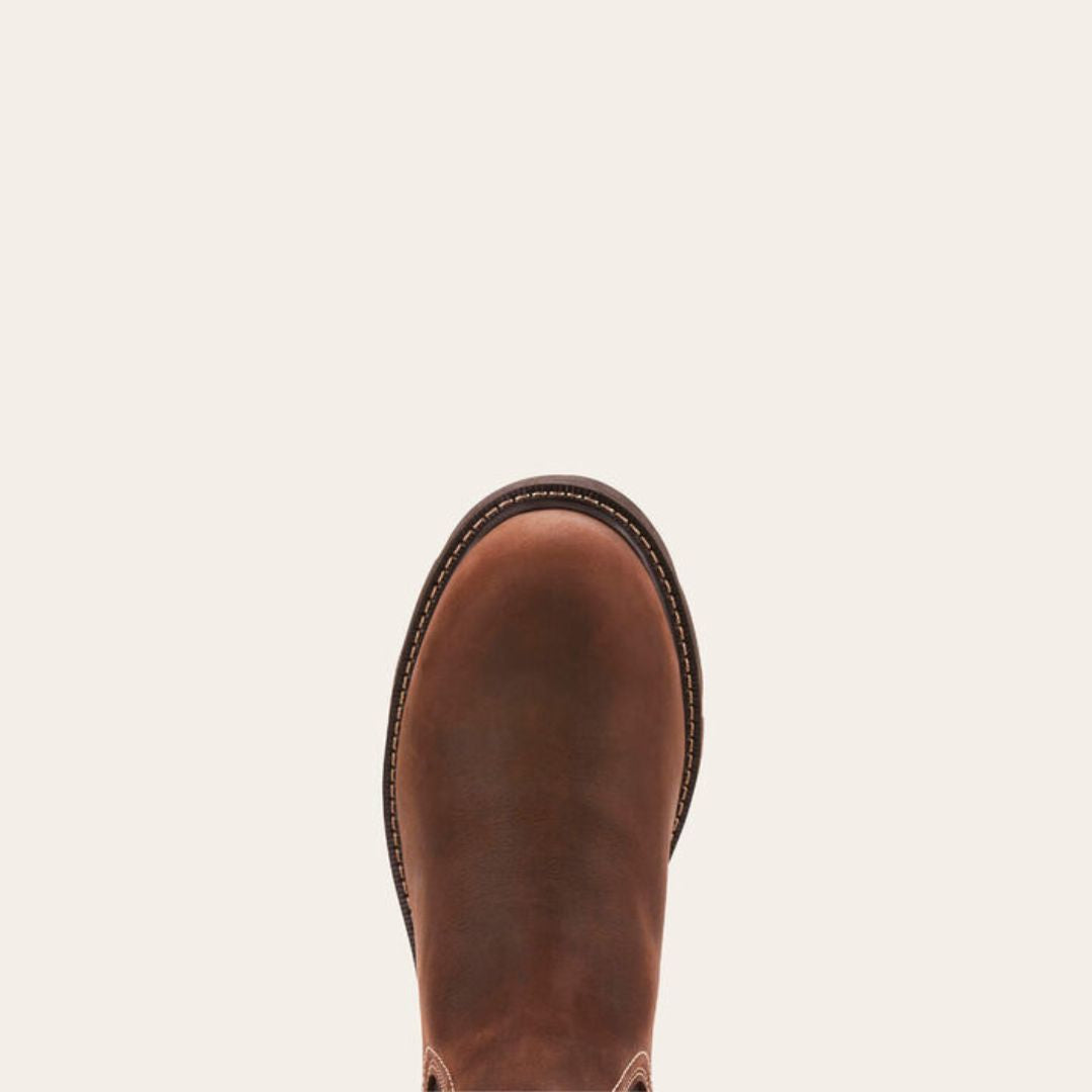 Ariat Men's Groundbreaker Chelsea Waterproof Steel Toe Work Boot in Dark Brown