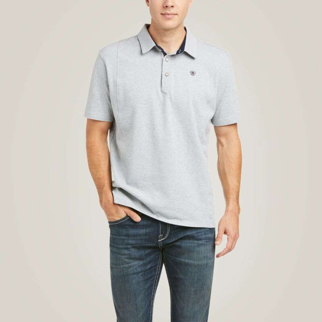 Ariat Men's Medal Polo Shirt in Heather Gray