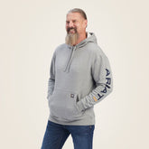 Ariat Men's Rebar Graphic Hoodie in Heather Grey & Deep Ultramarine