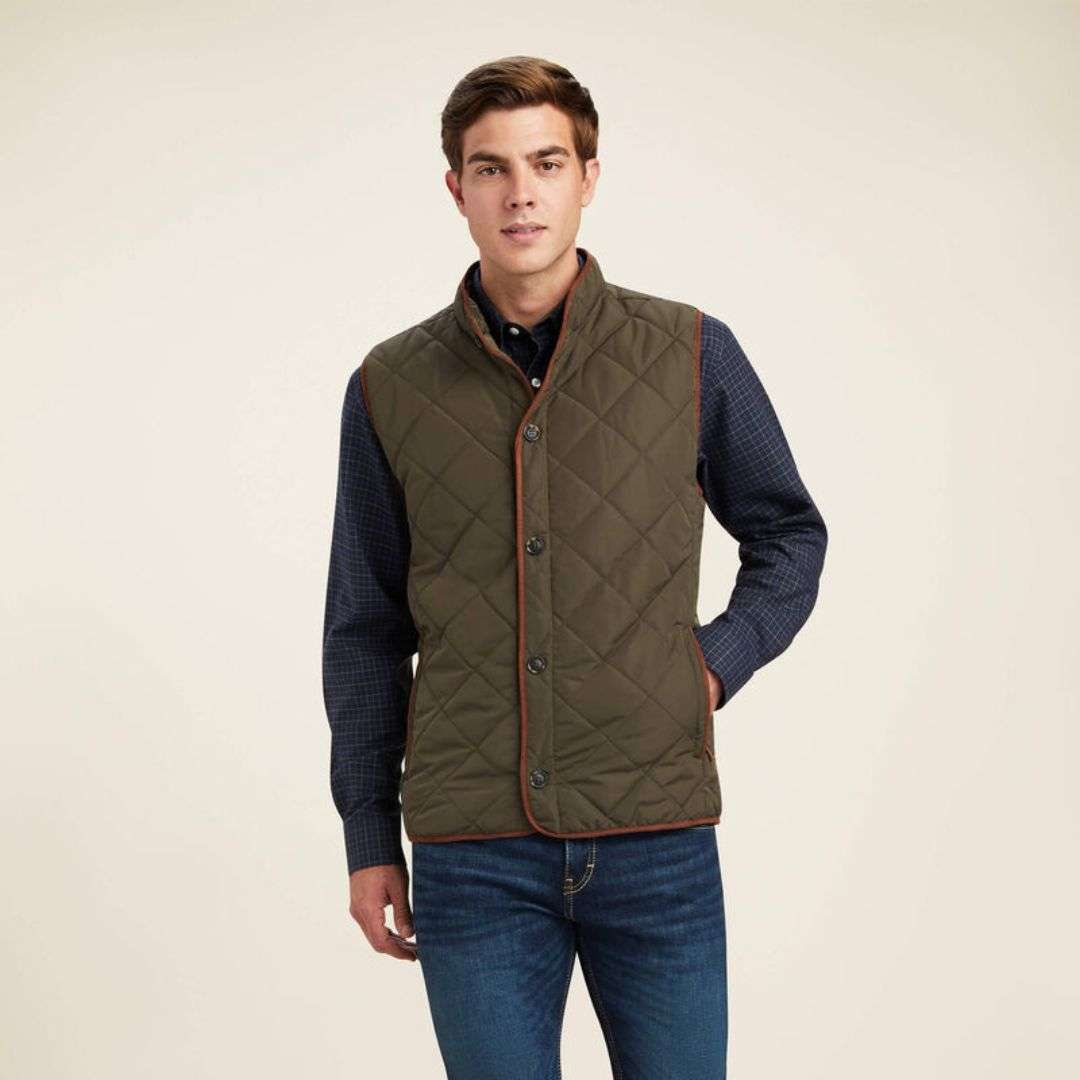Ariat Men's Woodside Quilted Gilet in Earth