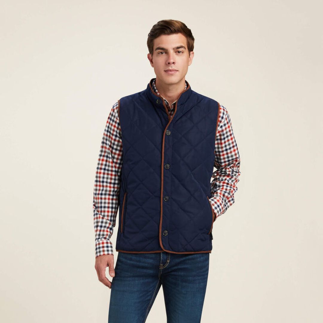 Ariat Men's Woodside Quilted Gilet in Navy
