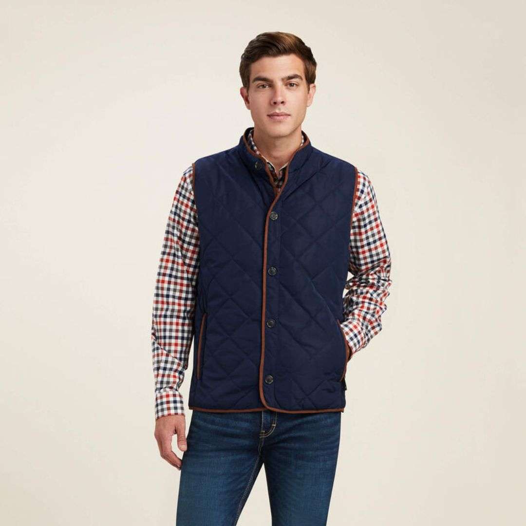 Ariat Men's Woodside Quilted Gilet in Navy