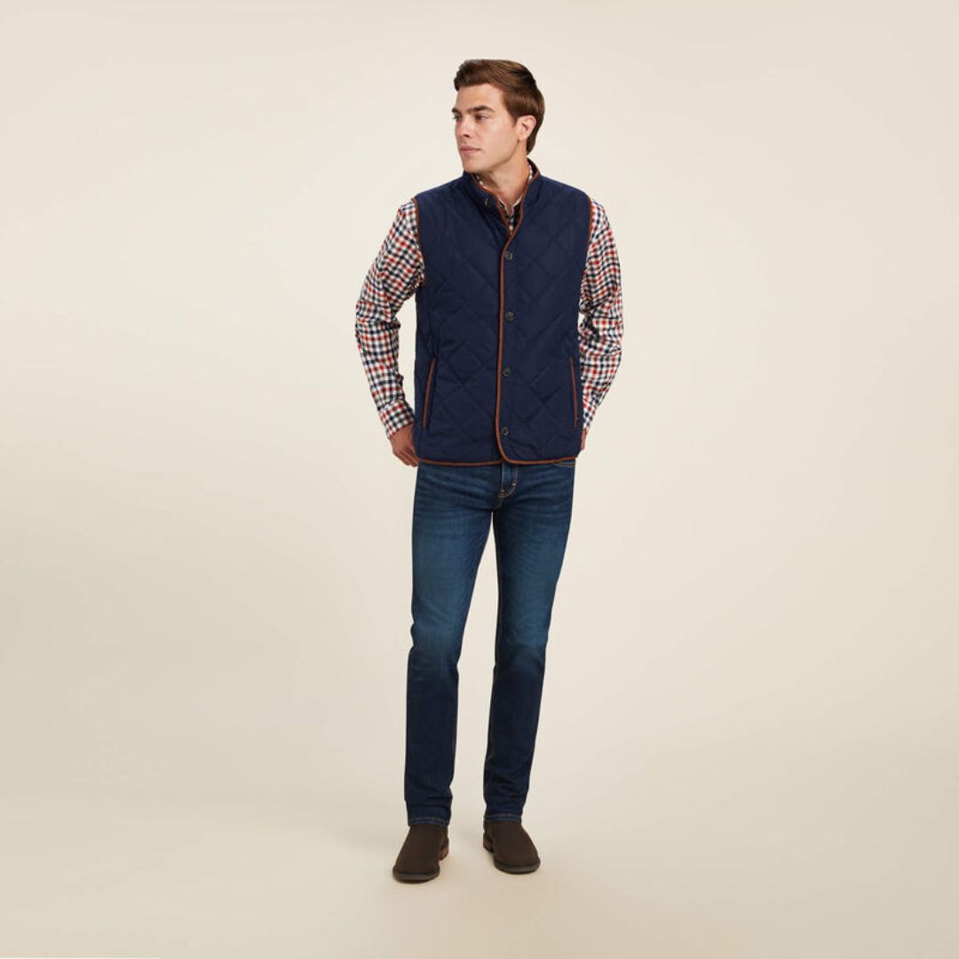 Ariat Men's Woodside Quilted Gilet in Navy