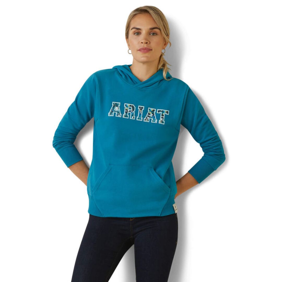 Ariat Women's 3D Logo Hoodie in Mosaic Blue