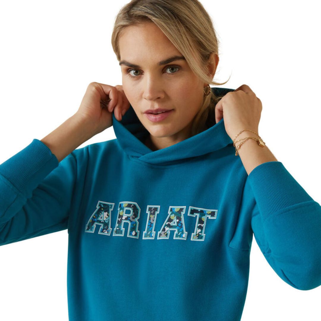 Ariat Women's 3D Logo Hoodie in Mosaic Blue