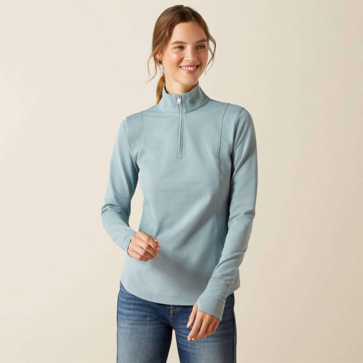 Ariat Women's Gridwork 2.0 Quarter Zip Baselayer in Lead