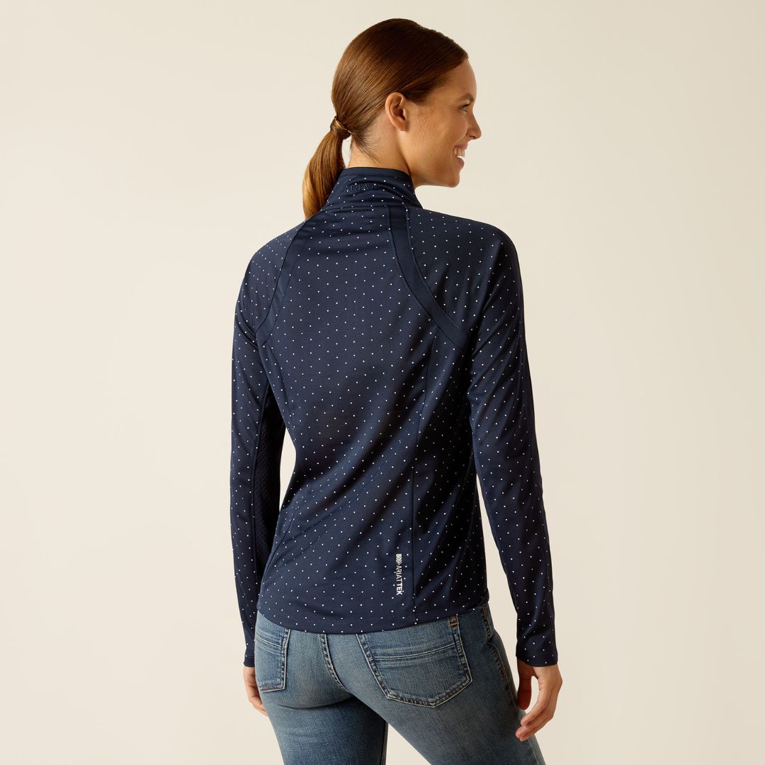 Ariat Women's Sunstopper 1/4 Zip Baselayer in Navy Dot