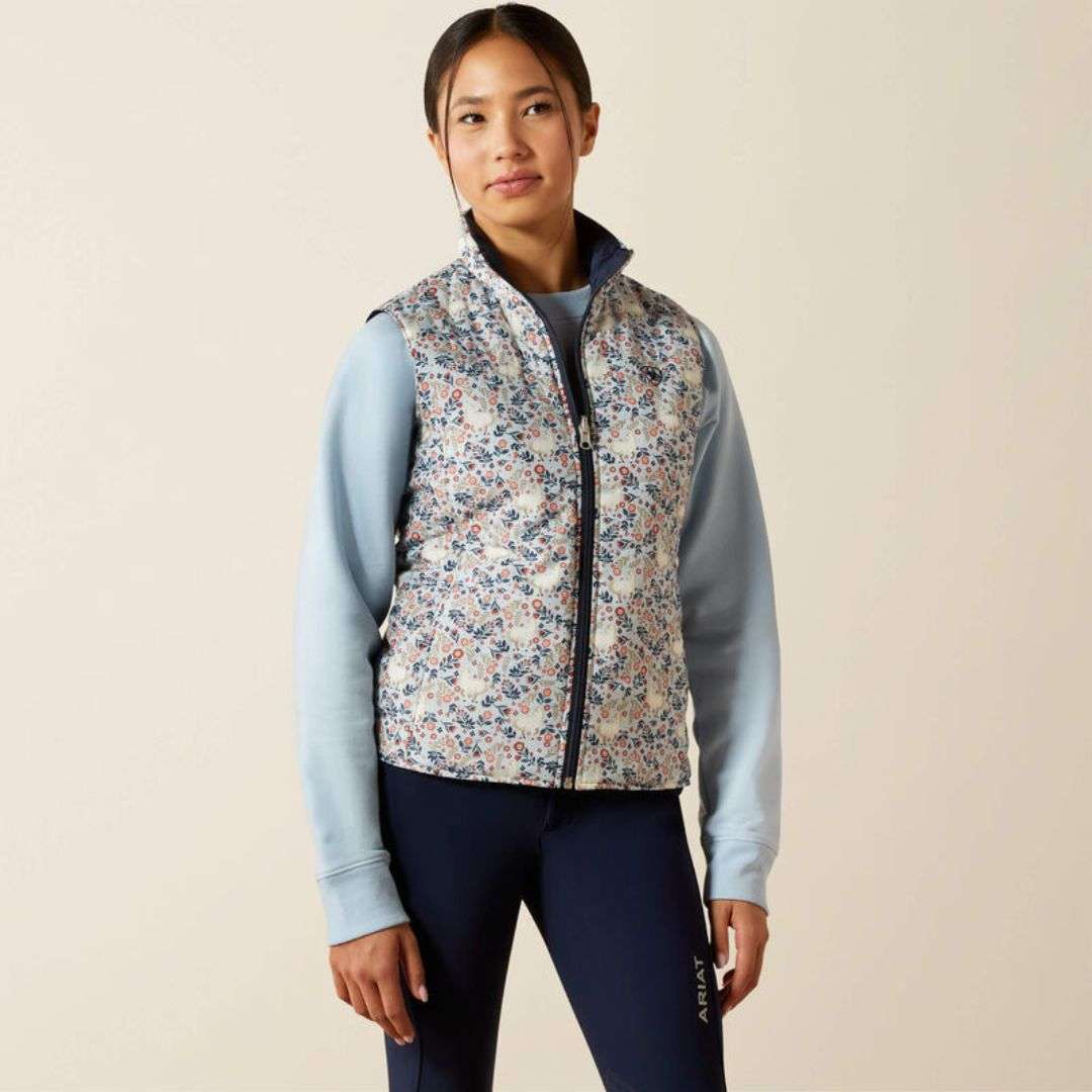Ariat Kids Bella Reversible Insulated Bodywarmer in Posy Pony Print