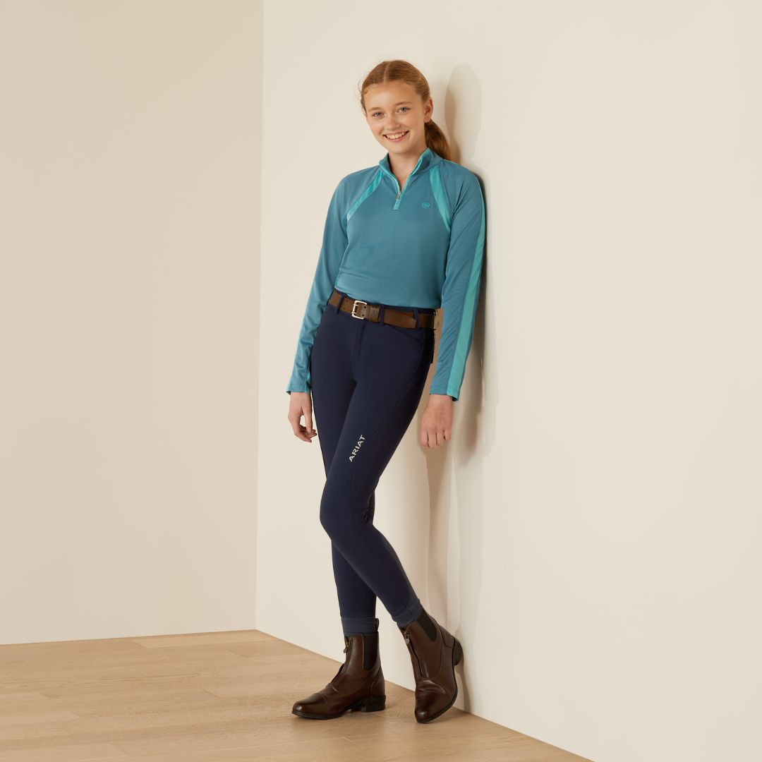 Ariat Kids Sunstopper 3.0 1/4 Zip Baselayer in Storm Blue