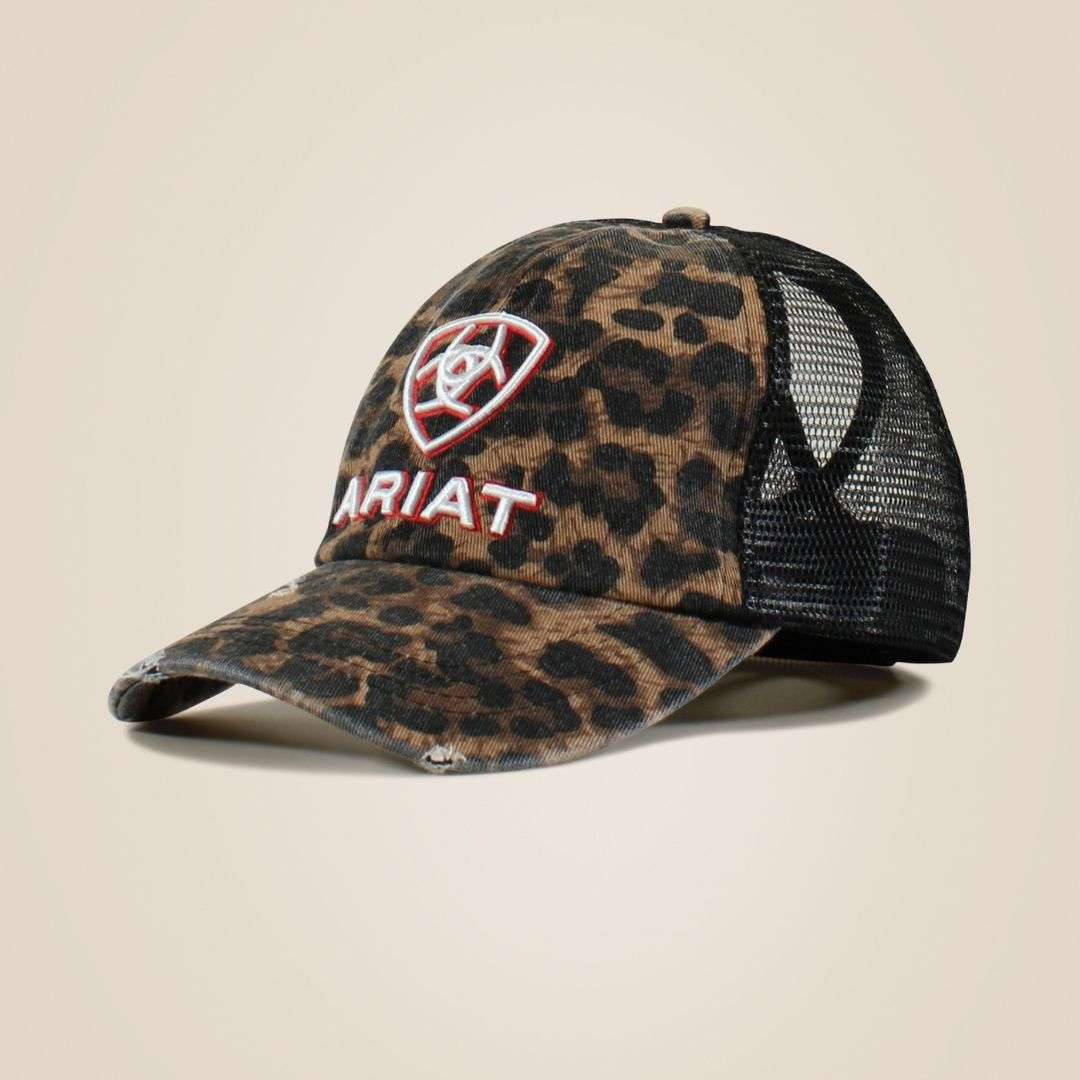 Ariat Women's Logo Cheetah Print Baseball Cap in Black