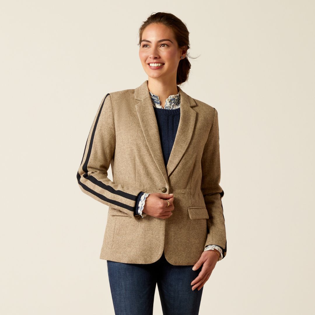Ariat Women s Dornie Wool Blazer in Camel Herringbone