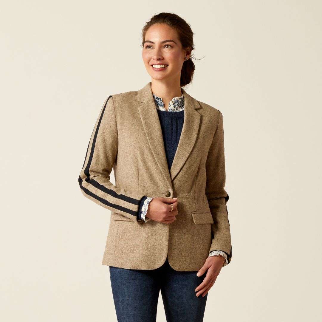 Ariat Women's Dornie Wool Blazer in Camel Herringbone