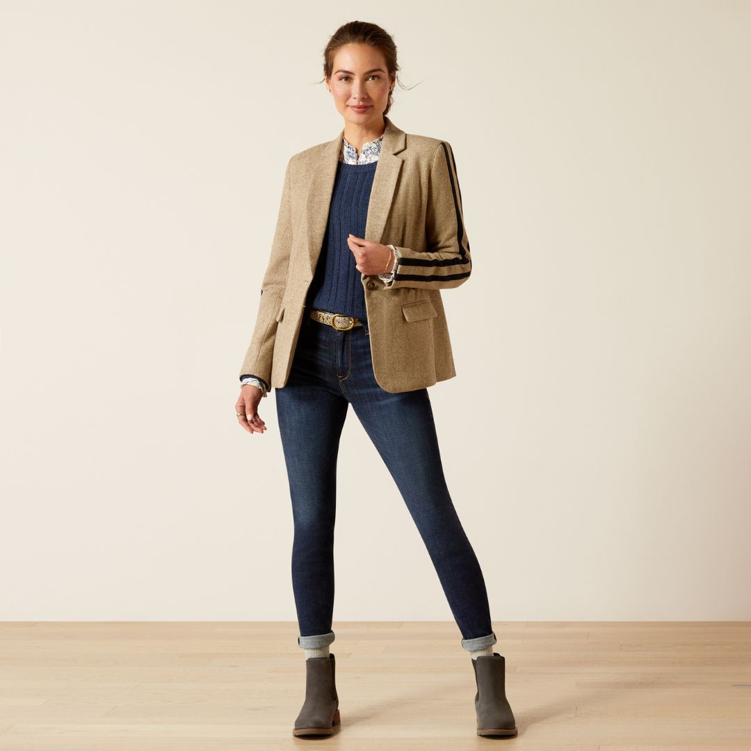 Ariat Women's Dornie Wool Blazer in Camel Herringbone
