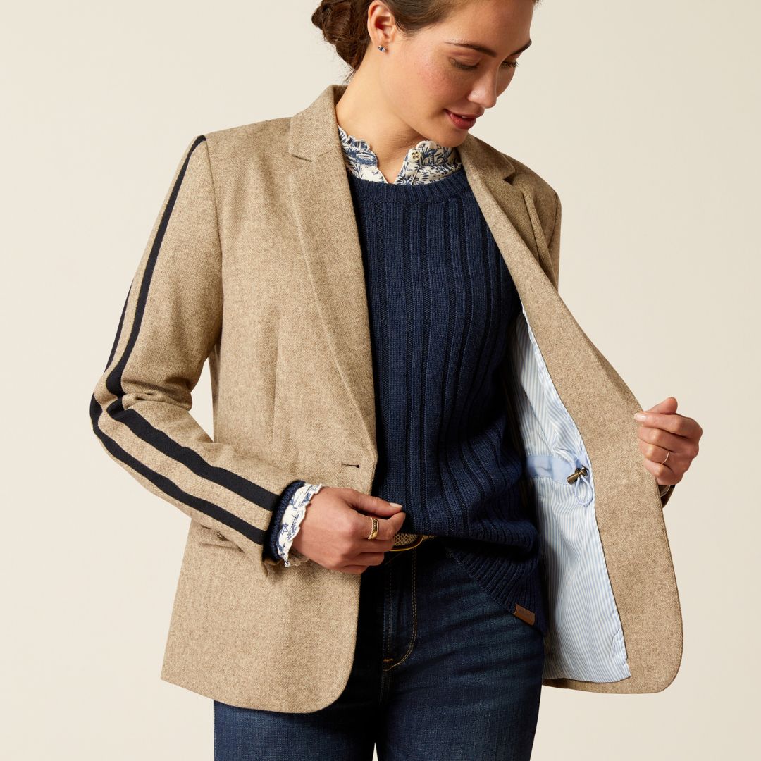 Ariat Women's Dornie Wool Blazer in Camel Herringbone