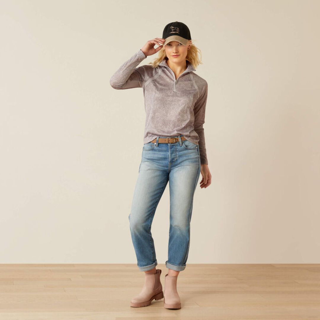 Ariat Women's Sunstopper 1/4 Zip Baselayer in Silver Sconce Fern