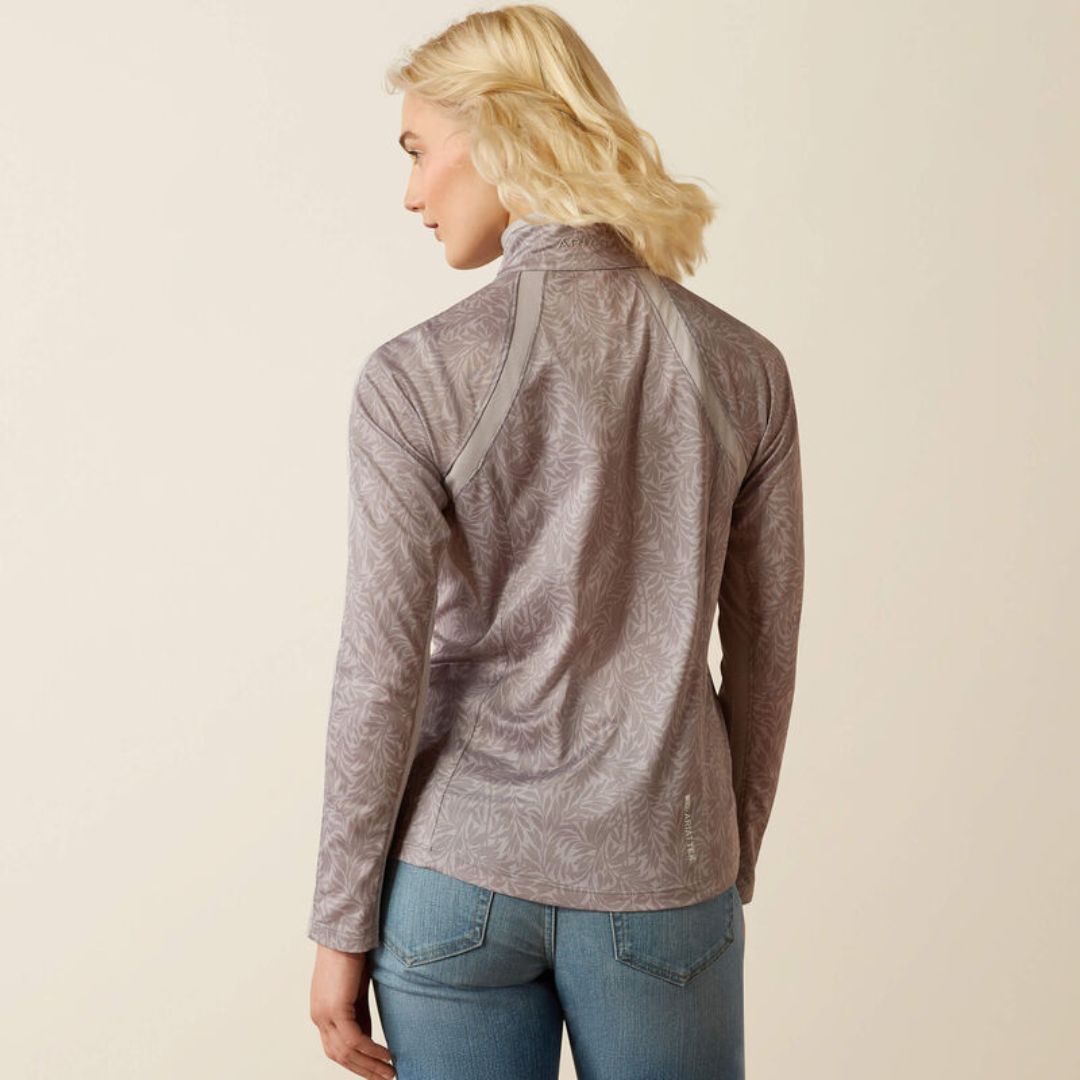 Ariat Women's Sunstopper 1/4 Zip Baselayer in Silver Sconce Fern