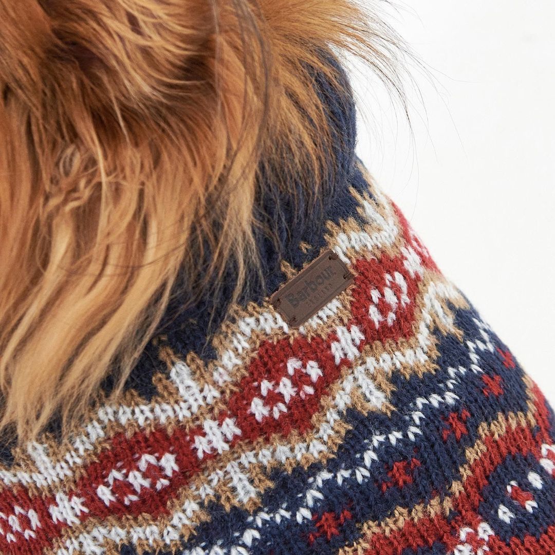 Barbour Case Fair Isle Dog Jumper in Cranberry