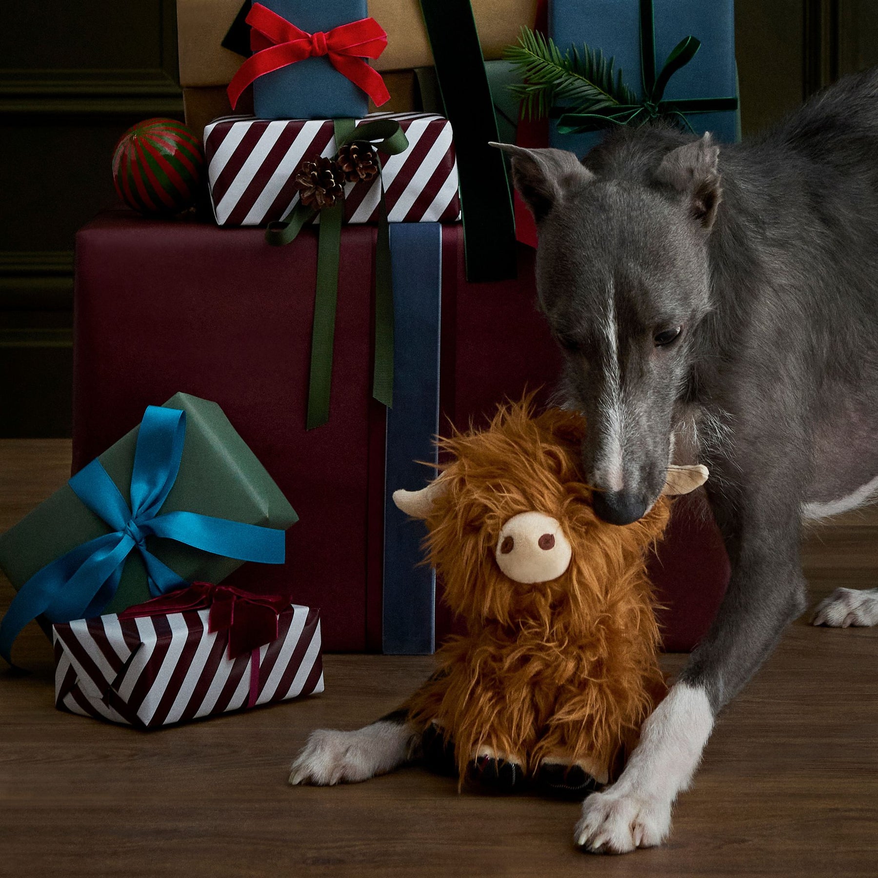 Barbour Highland Cow Dog Toy in Brown
