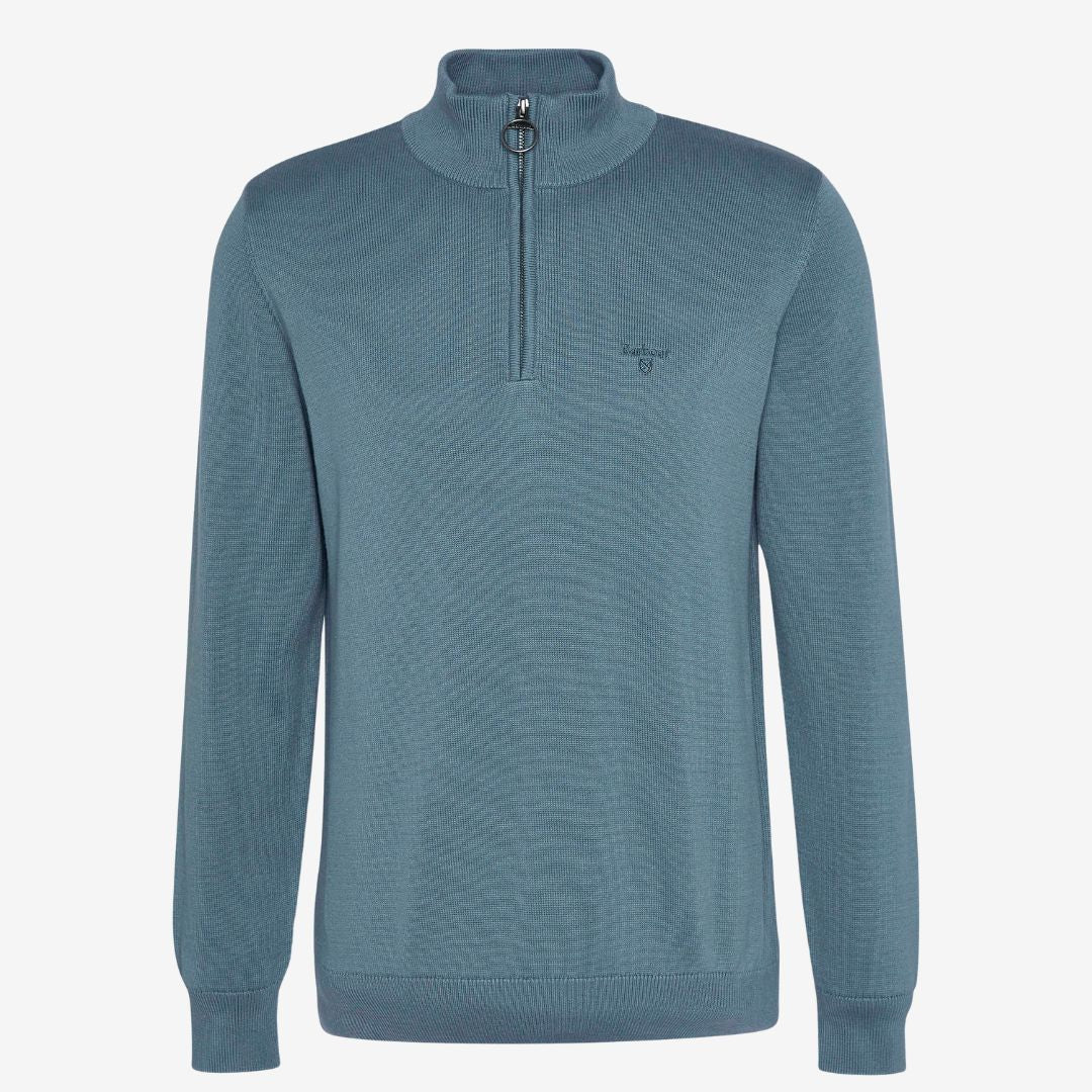 Barbour Men's Cotton Half-Zip Jumper in Vintage Teal