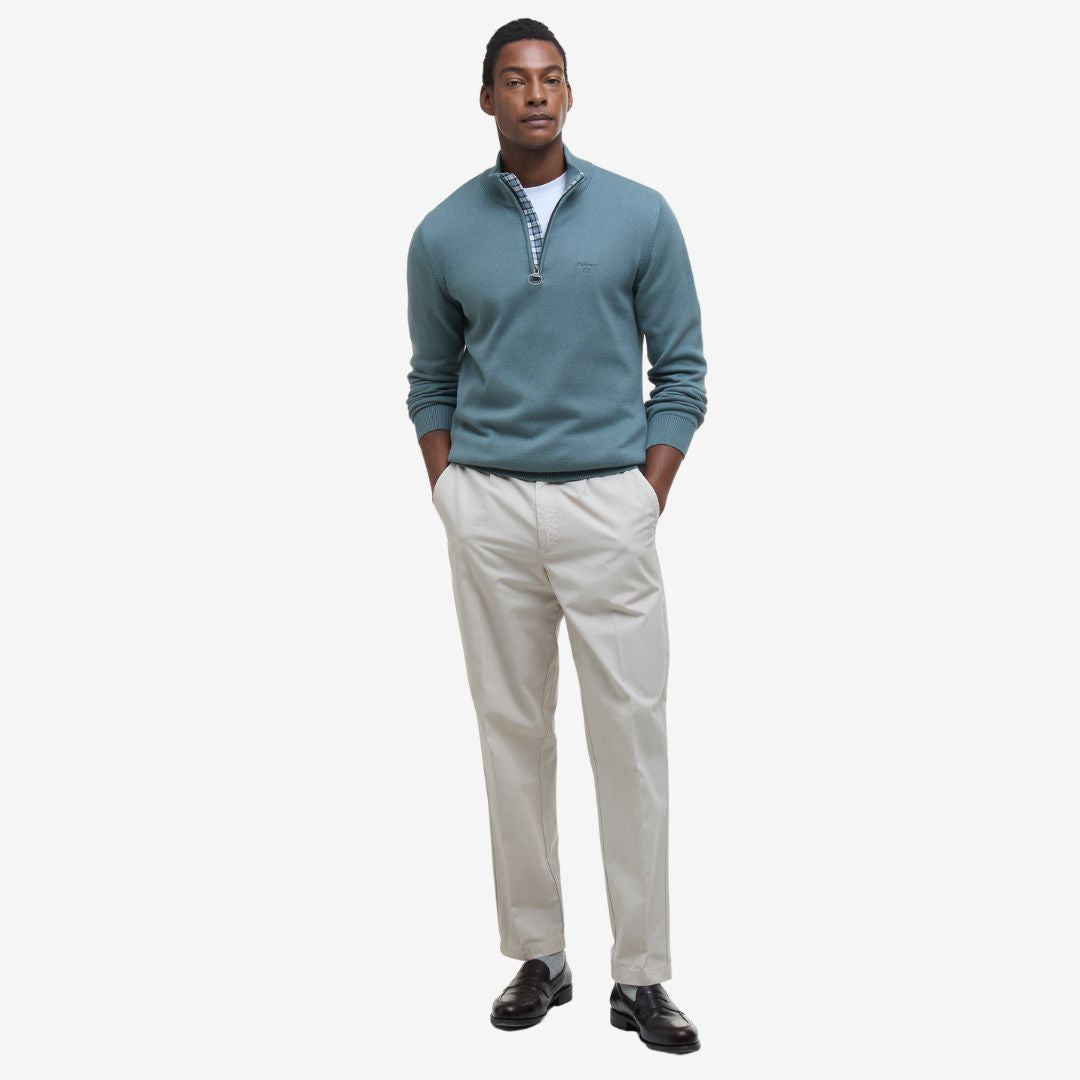 Barbour Men's Cotton Half-Zip Jumper in Vintage Teal