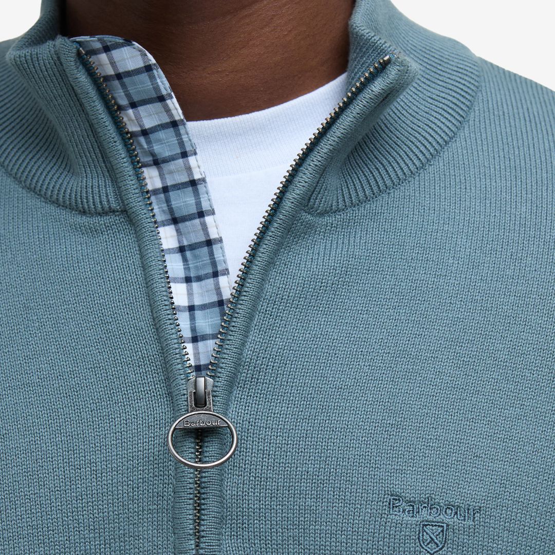 Barbour Men's Cotton Half-Zip Jumper in Vintage Teal