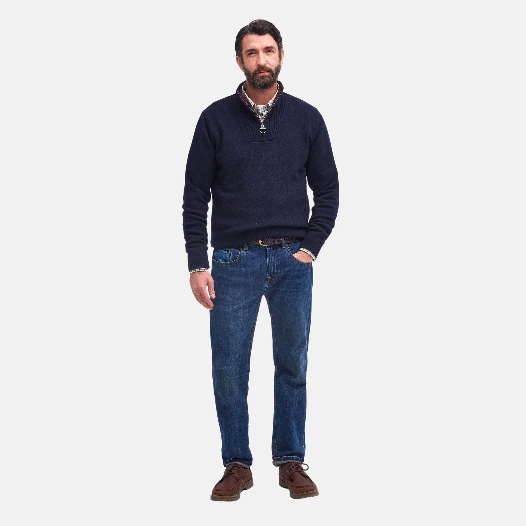 Barbour Men's Nelson Half-Zip Jumper in Navy