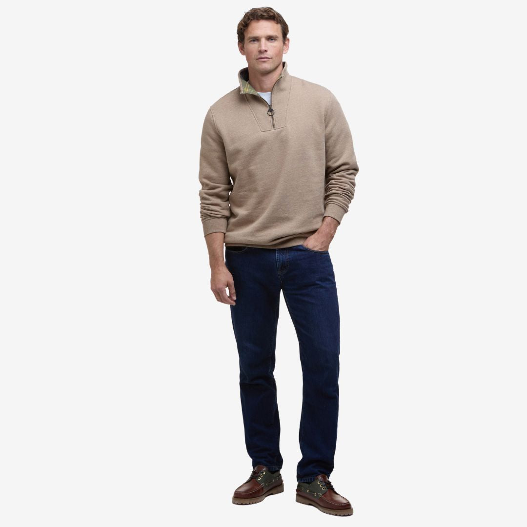 Barbour Men's Nelson Half-Zip Jumper in Stone Marl
