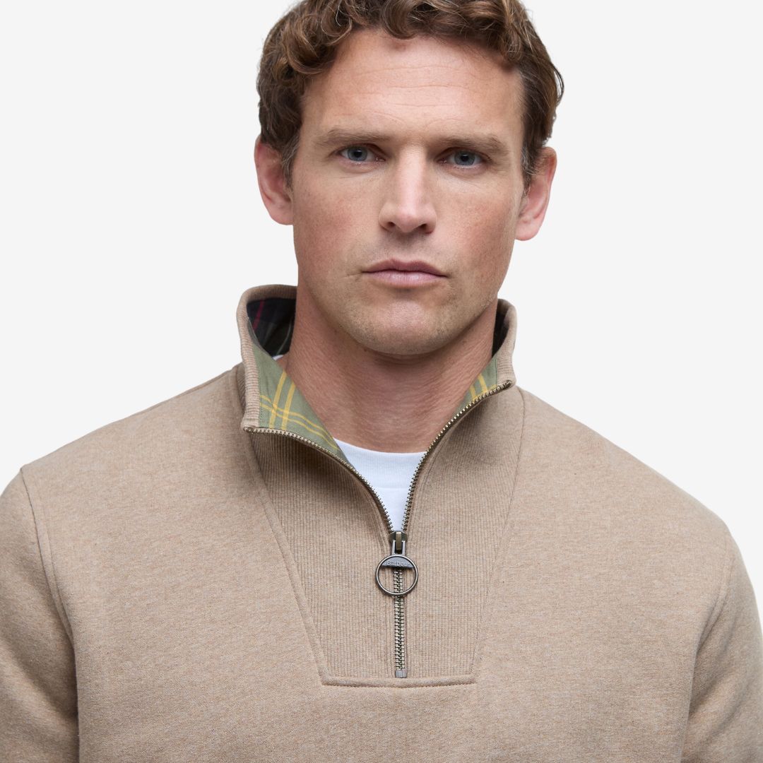 Barbour Men's Nelson Half-Zip Jumper in Stone Marl
