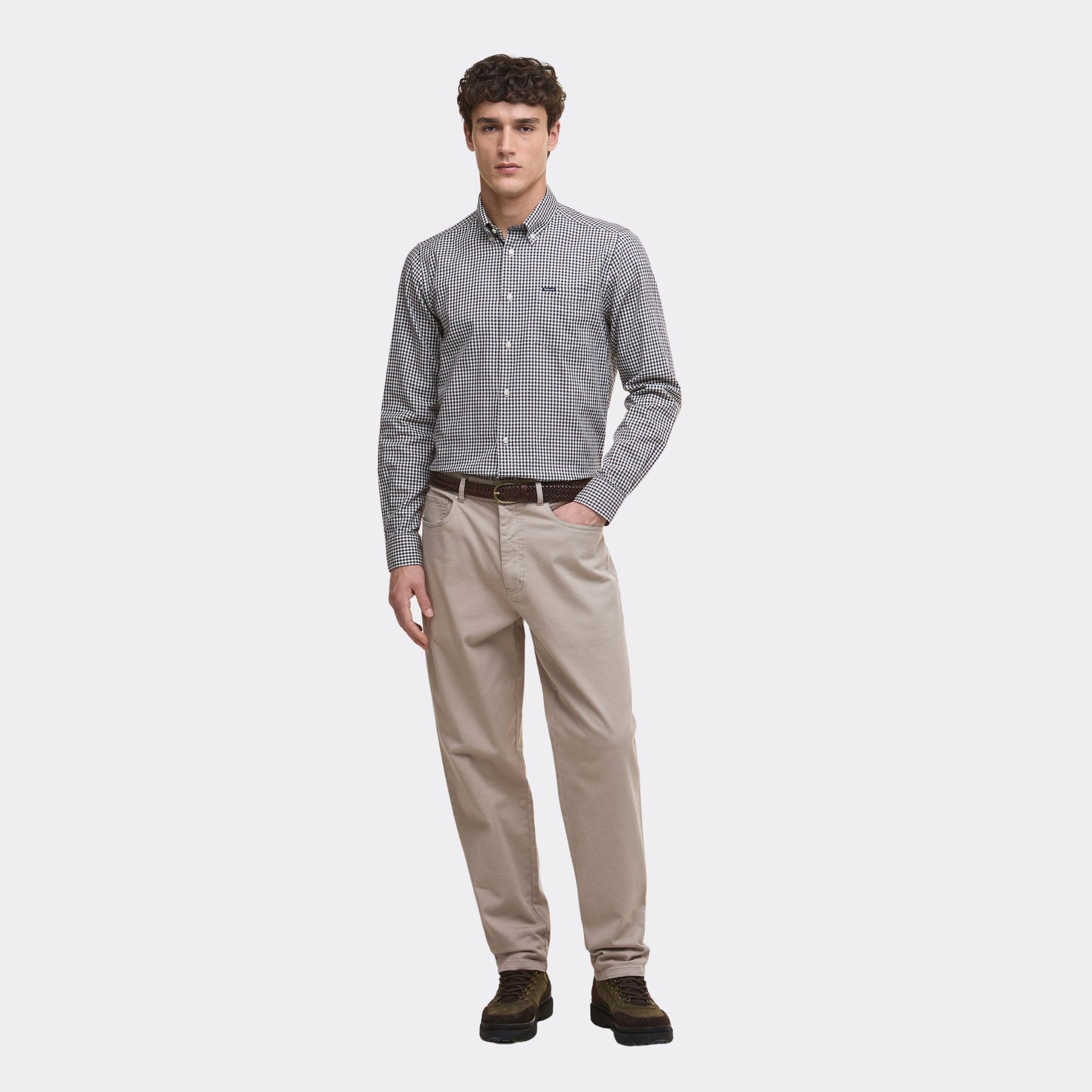 Barbour Men's Padshaw Tailored Long-Sleeved Shirt in Dark Oak