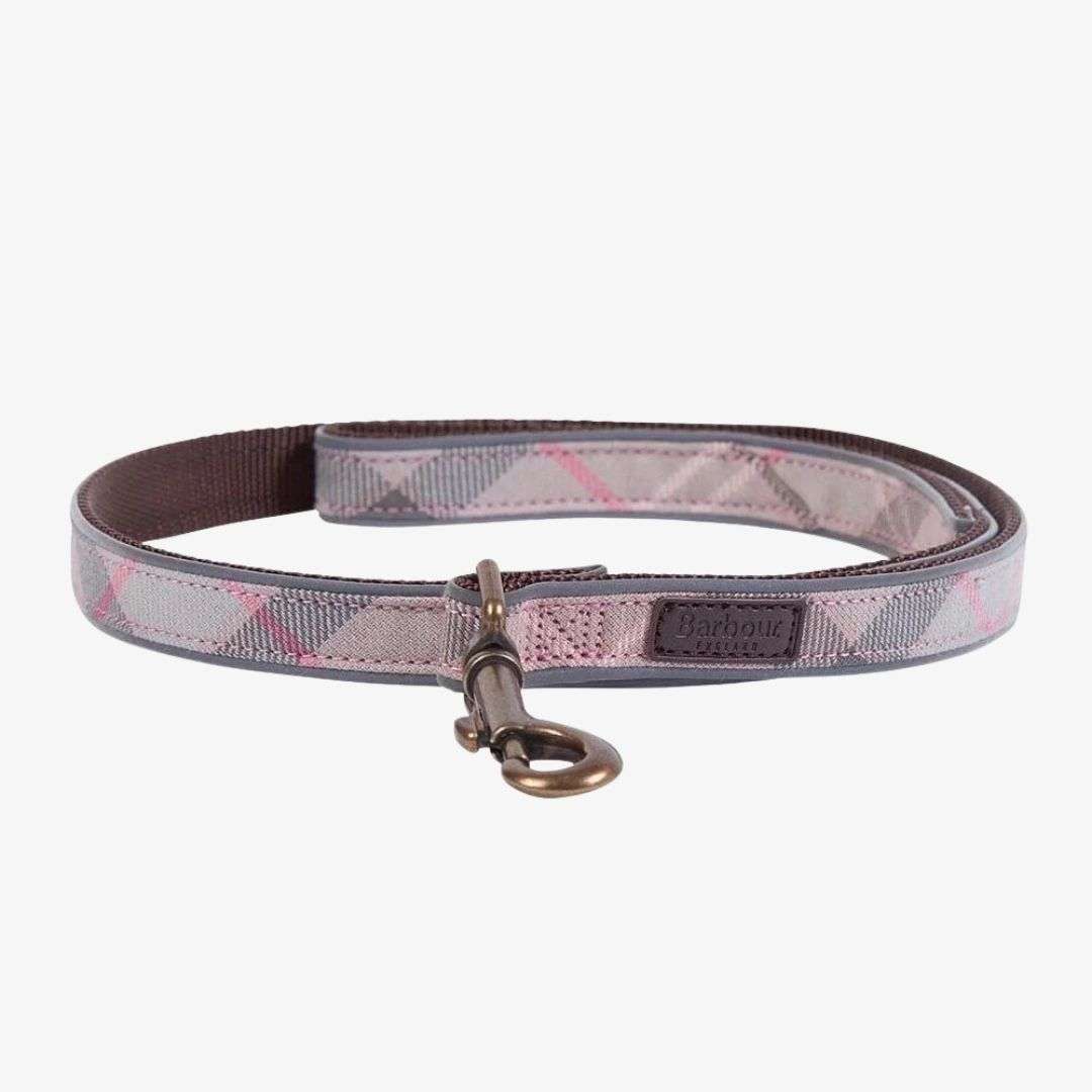 Barbour Printed Dog Lead in Pink Tartan