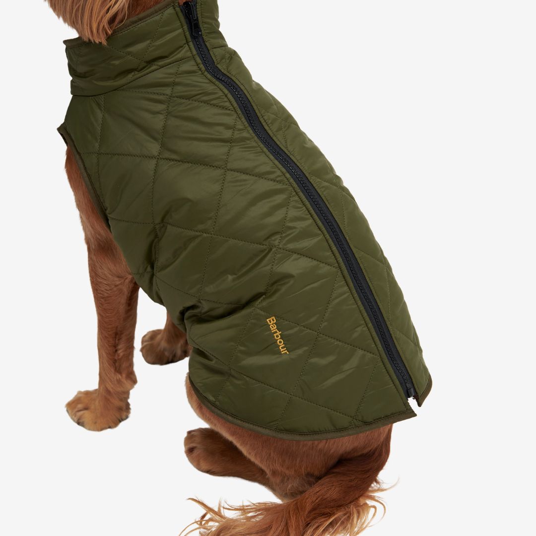 Barbour Reversible Quilted Dog Coat in Olive