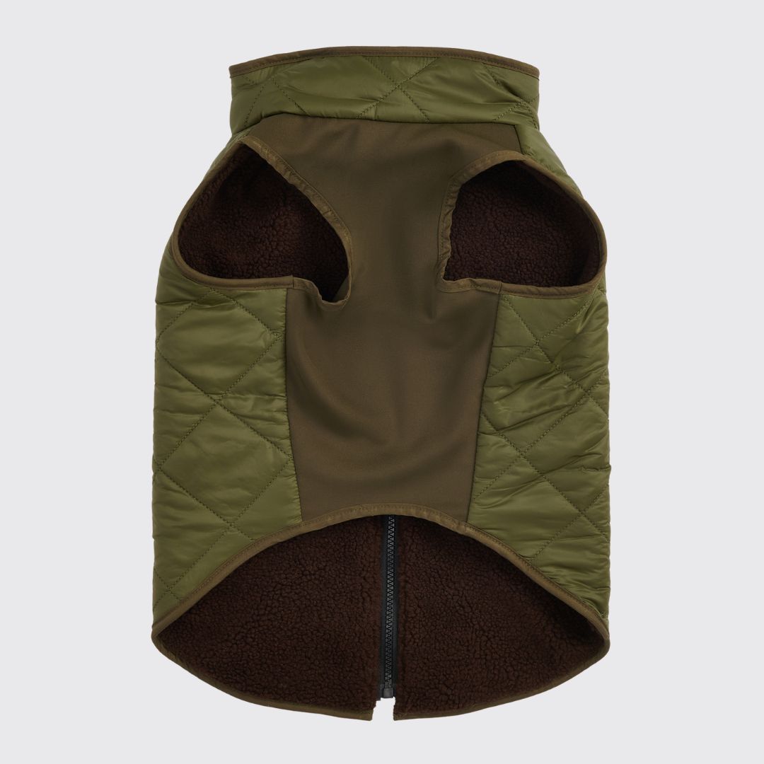 Barbour Reversible Quilted Dog Coat in Olive