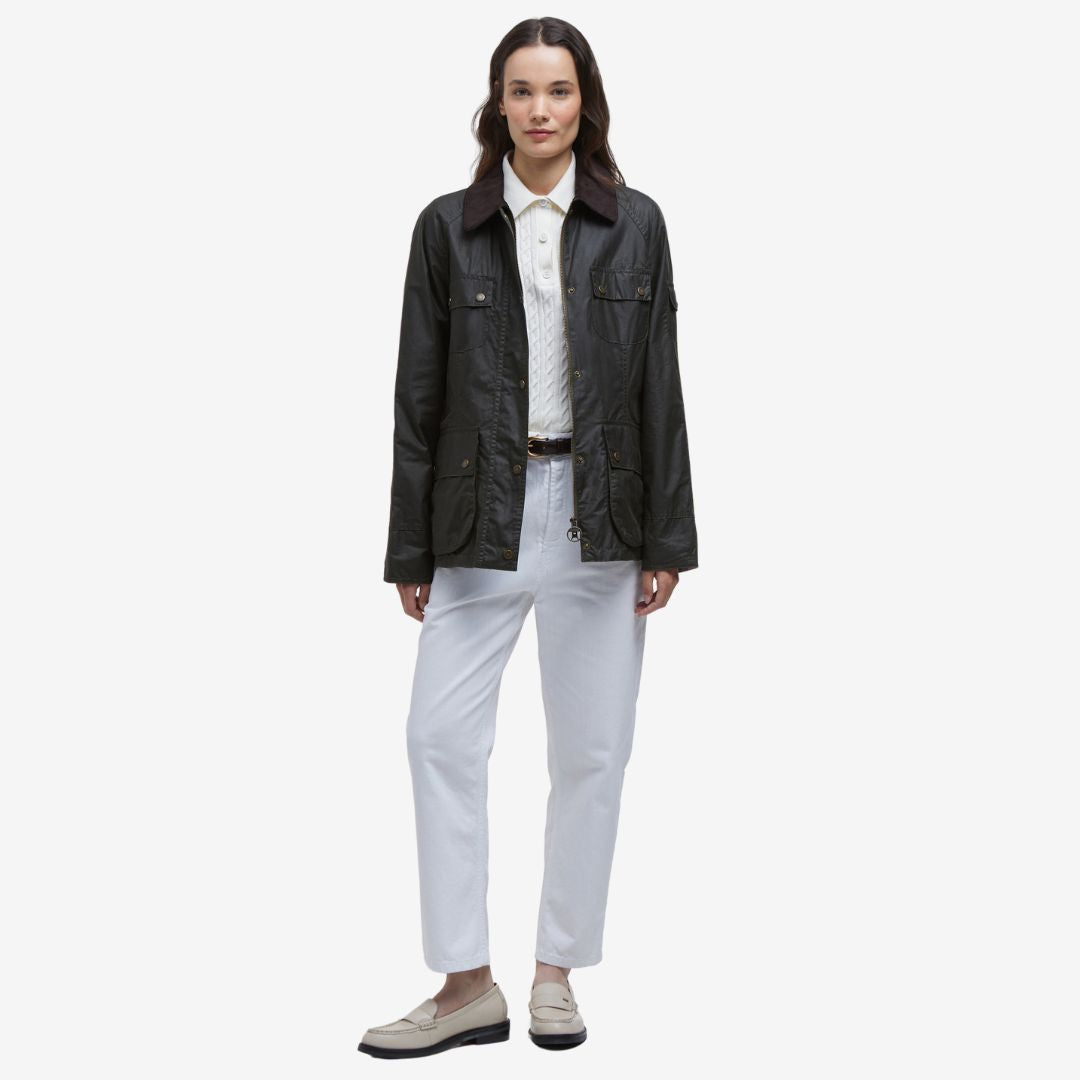 Barbour Women's Arlo Utility Waxed Jacket in Archive Olive & Ancient Tartan