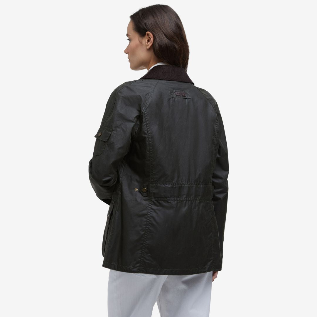 Barbour Women's Arlo Utility Waxed Jacket in Archive Olive & Ancient Tartan