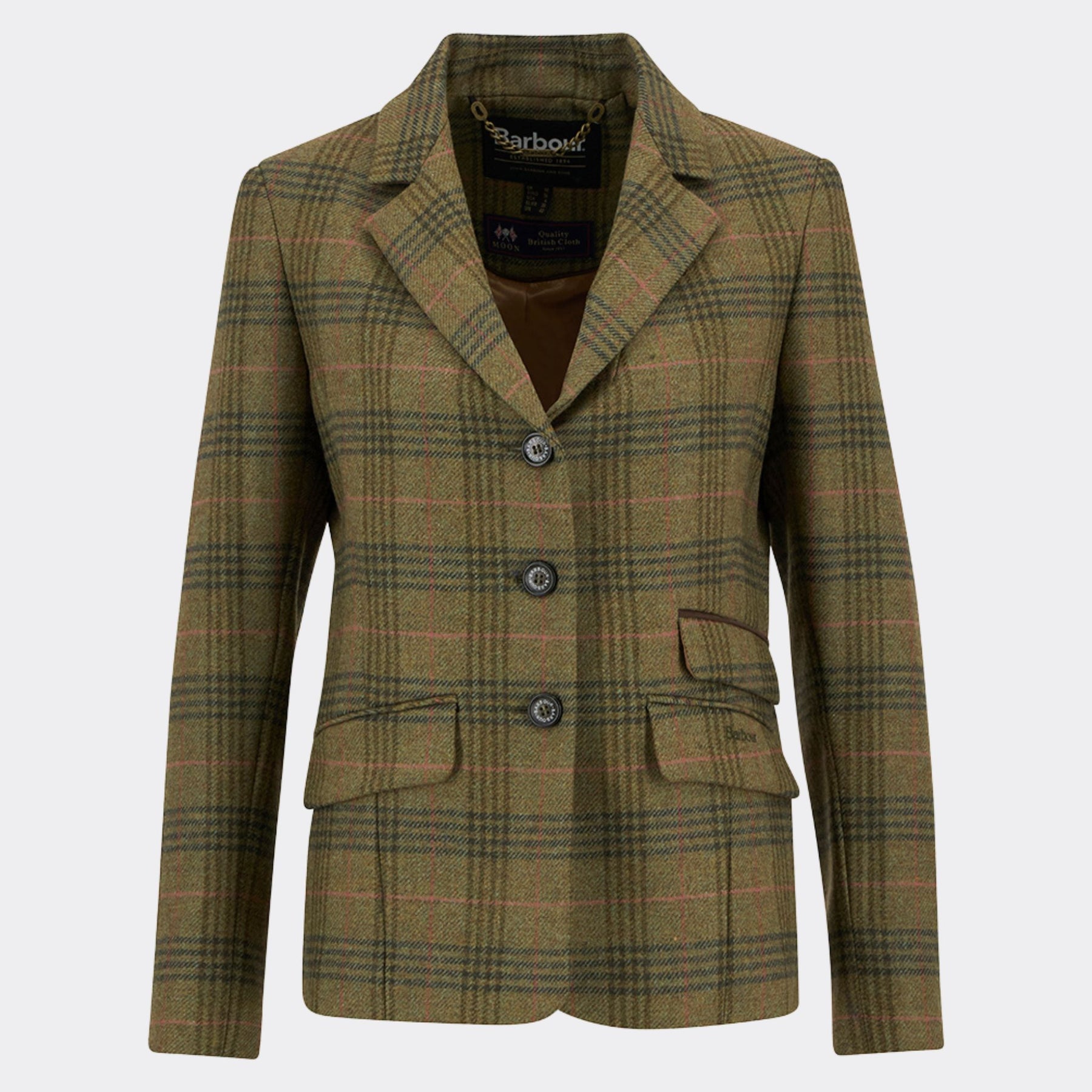 Barbour Women's Carlby Tailored Wool Blazer in Arabesque & Brown