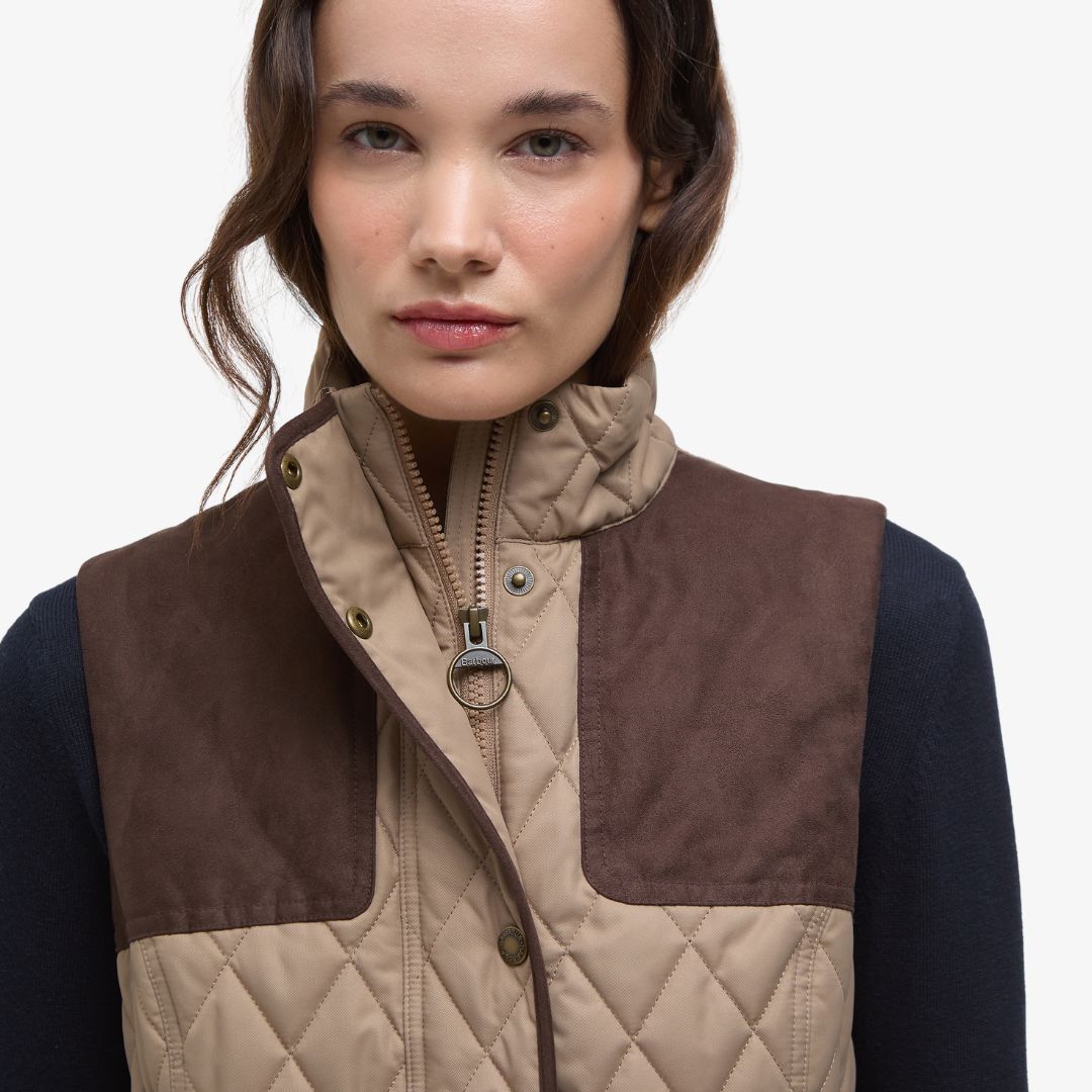 Barbour Women's Keeper Wear Gilet in Military Brown & Ancient Tartan