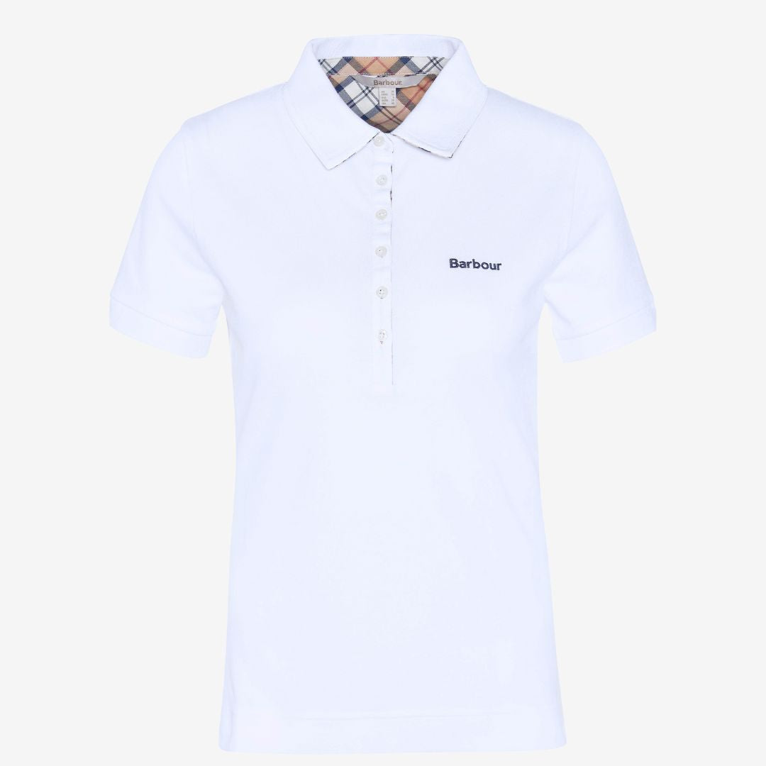 Barbour Women's Portsdown Polo Shirt in White & Hessian