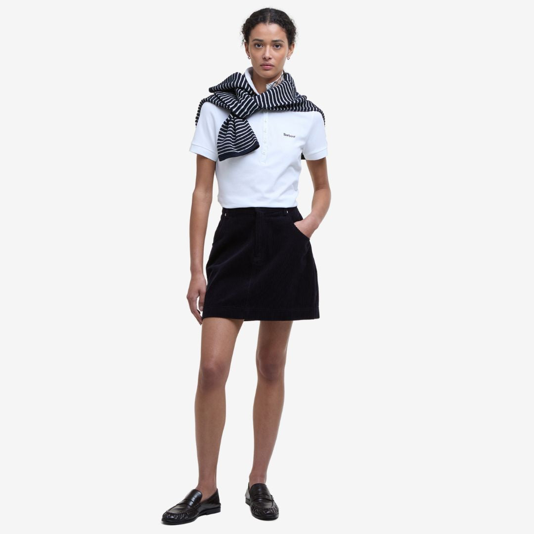 Barbour Women's Portsdown Polo Shirt in White & Hessian