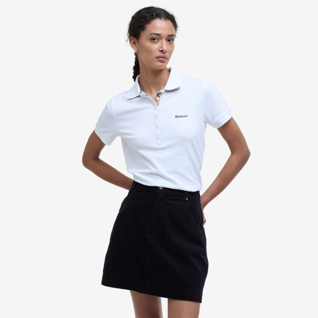 Barbour Women's Portsdown Polo Shirt in White & Hessian