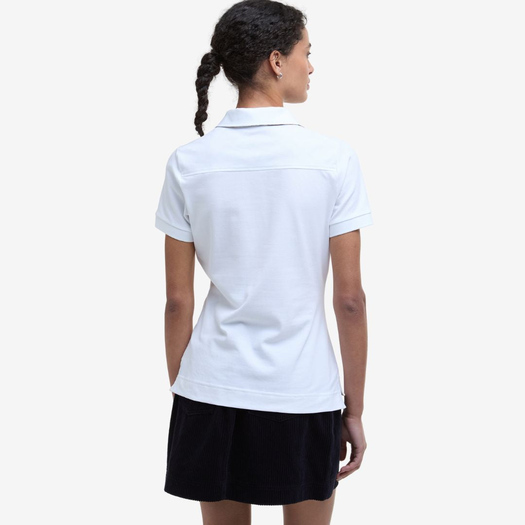 Barbour Women's Portsdown Polo Shirt in White & Hessian