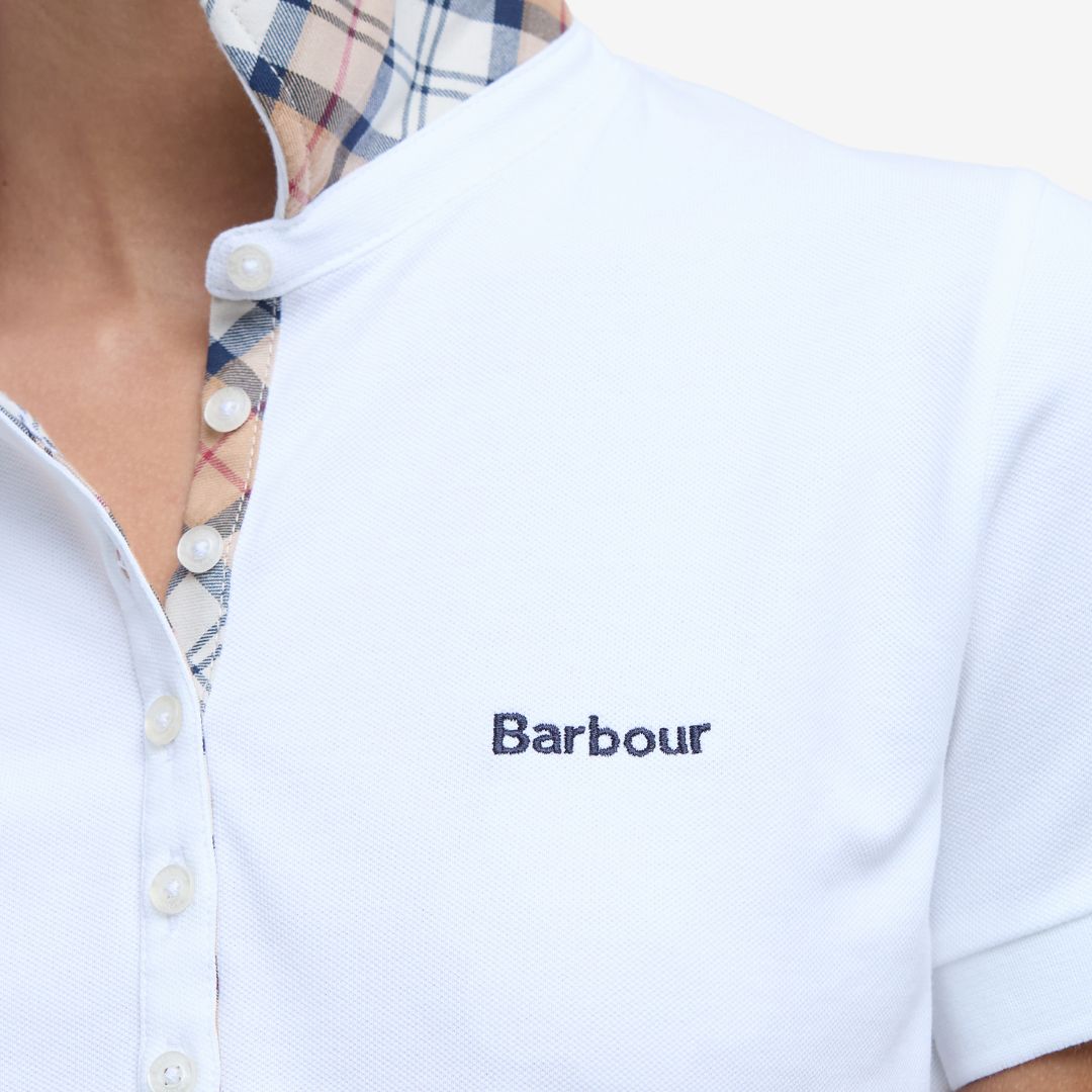 Barbour Women's Portsdown Polo Shirt in White & Hessian