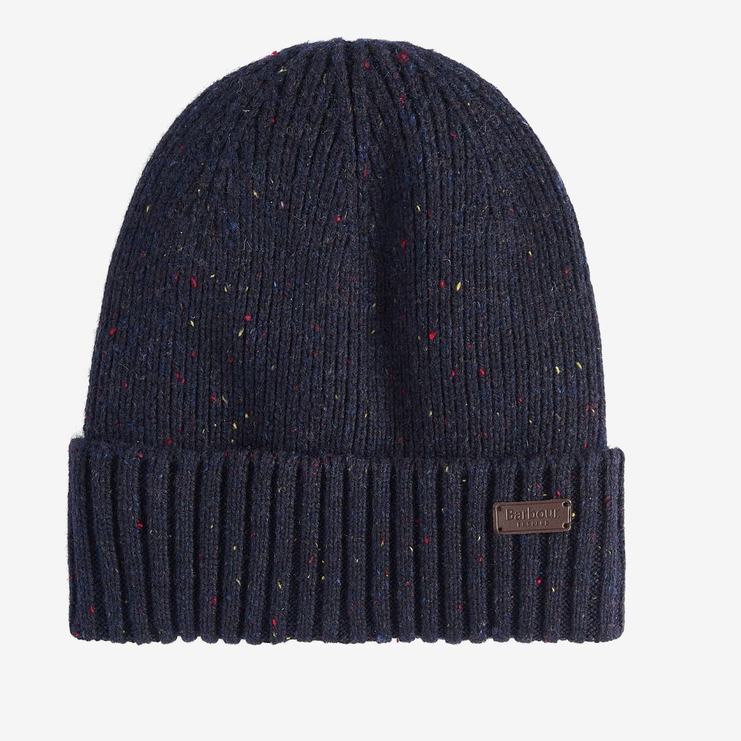 Barbour Carlton Fleck Beanie & Scarf Gift Set in Navy